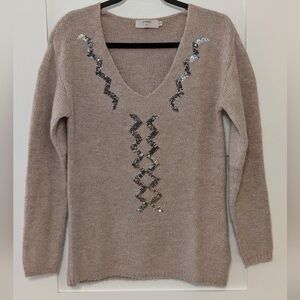 Cream CRHaza Sequins Pullover Knit Sweater